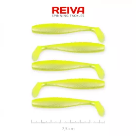   Reiva Flat Minnow shad 7,5cm 5ks/balení (Žluto-Stříbrná) Plastová nástraha