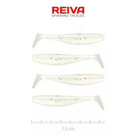   Reiva Flat Minnow Shad 7,5cm Perlový puntík Plastová nástraha 4ks