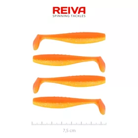   Reiva Flat Minnow Shad 7,5cm Lesklá Oranžová Plastová nástraha 4ks