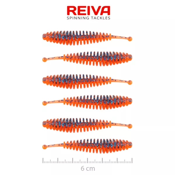 Reiva Tiny Worm Oranžové Disco 6cm Plastová Návnada 6ks