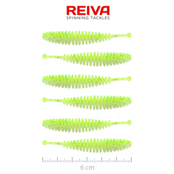 Reiva Tiny Worm Flash Chartreuse 6cm Plastová Návnada 6ks