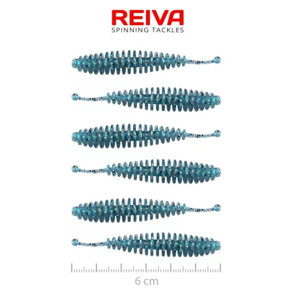 Reiva Tiny Worm Modrý Šajner 6cm Plastová Návnada 6ks