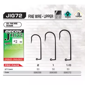   Decoy Pro Pack Jig72 Upper Fine Wire #1 Jigový háček s očkem a protihrotem, jednoháček 50ks