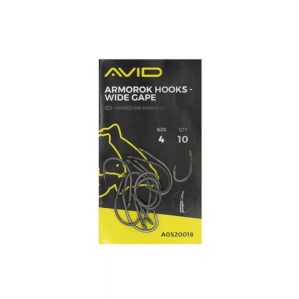 Avid Armorok Háčky Wide Gape Velikost 8 Kaprový Háček