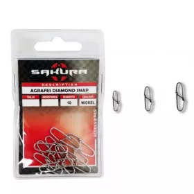   Sakura - DIAMOND SNAP NICKEL 35KG - # 3 X 10 - Obratlík s karabinkou