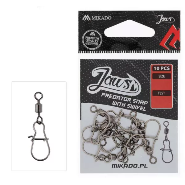 Mikado Jaws Predator S pergetací karabina s obratlíkem 10ks