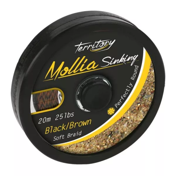 Mikado Mollia Hooklink 20m 25lbs Černo-hnědá Pletená návazcová šňůra