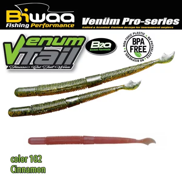 Biwaa Venum Tail 10cm 102 Cinnamon Gumová nástraha 10ks