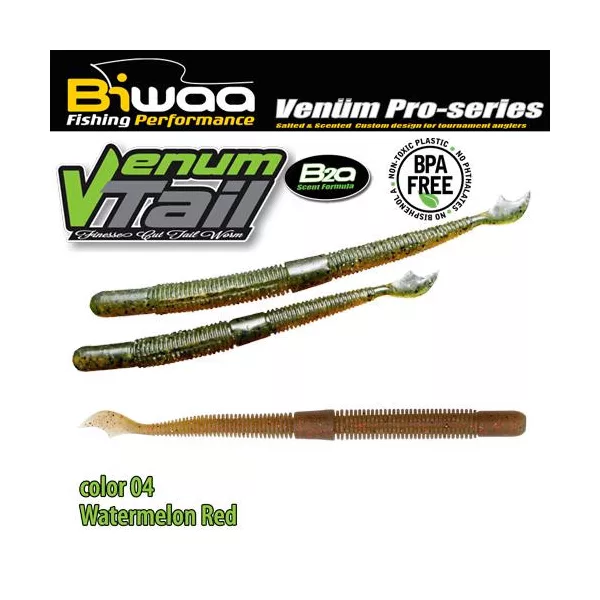 Biwaa Venum Tail 10cm 04 Watermelon Red gumová nástraha 10ks