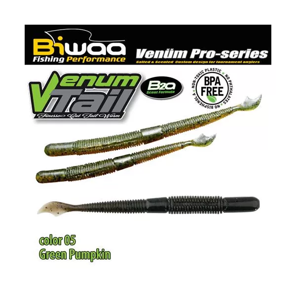 Biwaa Venum Tail 10cm 05 Green Pumpkin gumová nástraha 10ks