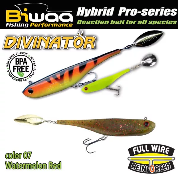 Biwaa Divinator Mini 9,5cm 9gr 07 Červený meloun Spinnertail 1ks