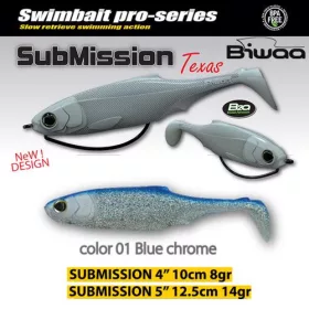 Biwaa Submission 10cm 01 Blue Chrome Gumová nástraha 4ks