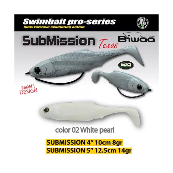 Biwaa Submission 13cm 02 Pearl White Gumová nástraha 3ks
