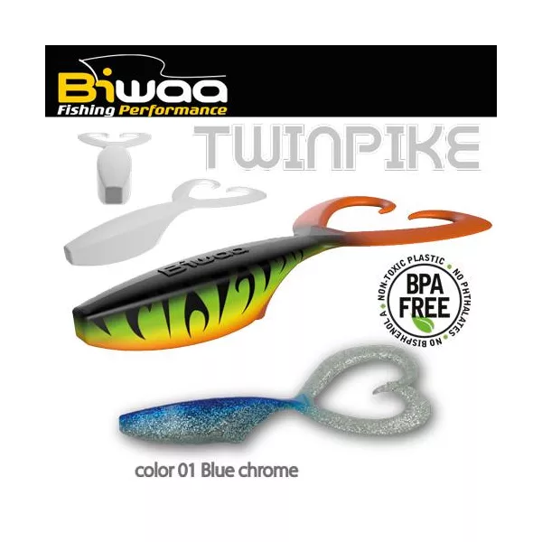Biwaa Twinpike 15cm 24gr 01 BlueChrome Gumová nástraha 3ks