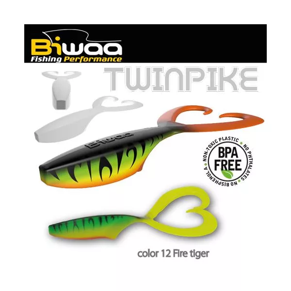 Biwaa Twinpike 15cm 24gr 12 Fire Tiger Gumová nástraha 3ks