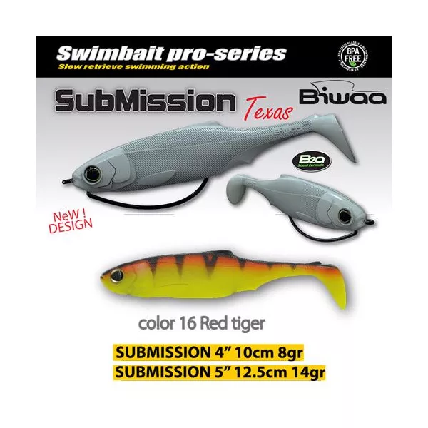 Biwaa Submission 10cm 16 Red Tiger Gumová nástraha 4ks