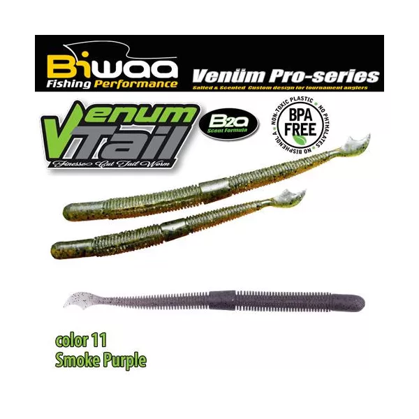 Biwaa Venum Tail 10cm 11 Smoke Purple gumová nástraha 10ks