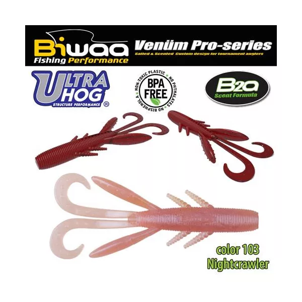 Biwaa Ultra Hog 10cm 103 Nightcrawler Gumová Nástraha 8ks