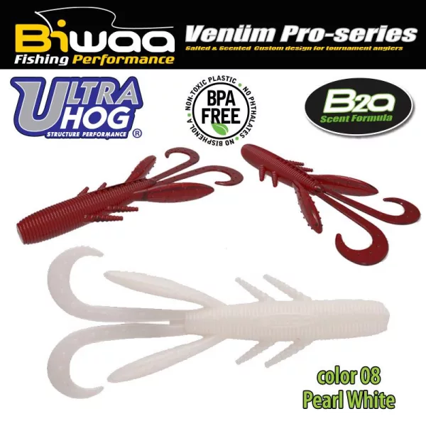 Biwaa Ultra Hog 10cm 08 Pearl White gumová nástraha 8ks