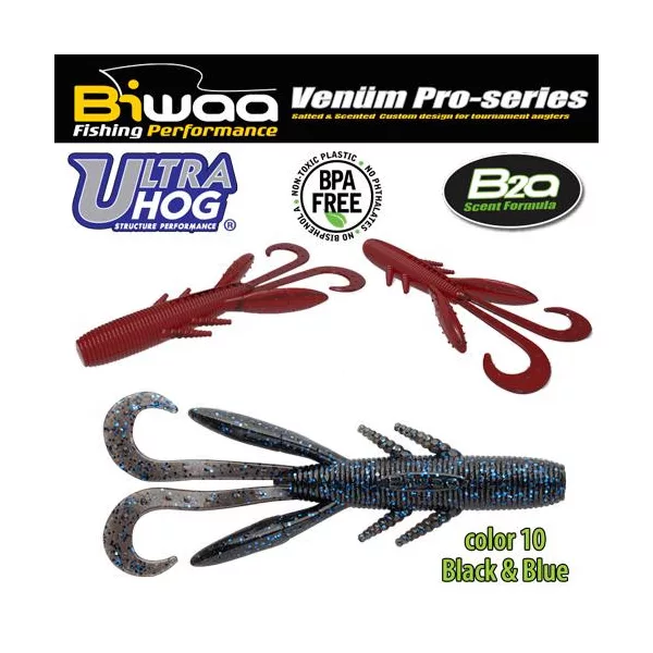 Biwaa Ultra Hog 10cm 10 Black & Blue Gumová Návnada 8ks