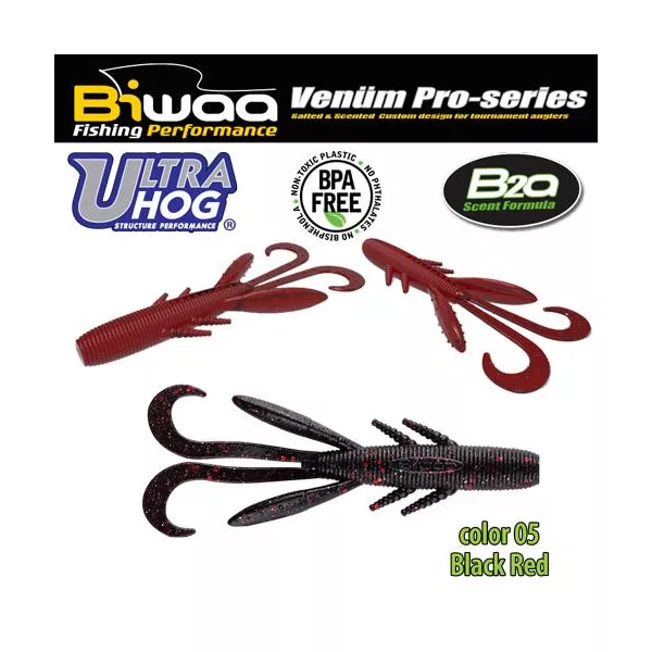 Biwaa Ultra Hog 10cm 05 Black & Red gumová nástraha 8ks
