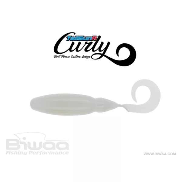 Biwaa Tailgunr Curly 6,3cm 008 Pearl White Gumová nástraha 8ks