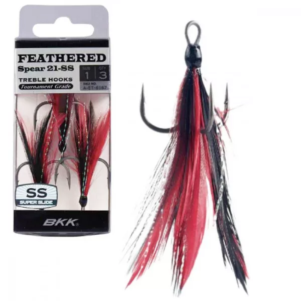 BKK Feathered Spear-21 SS 8 Očko, S protihrotem Červeno-černý Trojháček 3ks