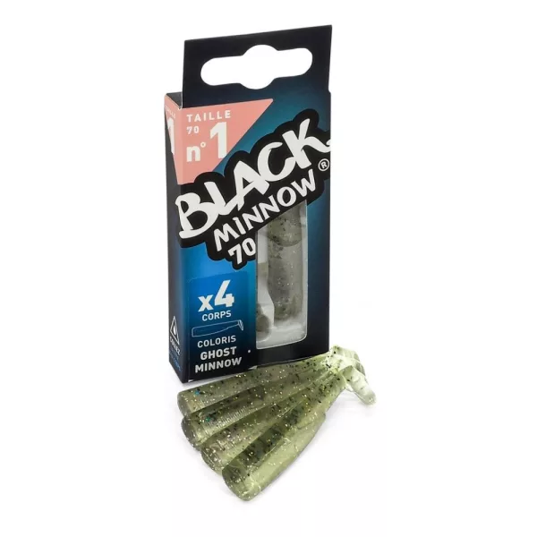 FIIISH 4ks 70mm tělo Black Minnow - barva Ghost Minnow Plastová nástraha