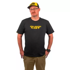 Black Cat Logo Black T-Shirt Tričko S