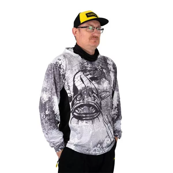 Black Cat Sun Jersey Tričko s dlouhým rukávem s kapucí 3XL