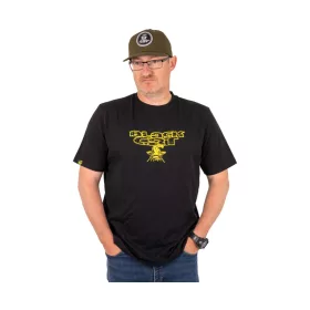 Black Cat Distressed Logo Black Tee Tričko 3XL