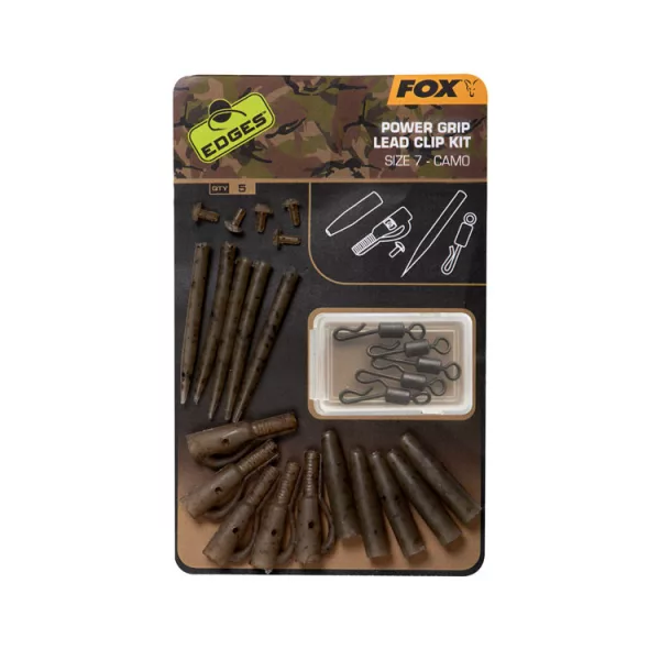 Fox EDGES™ Camo Power Grip Lead Clip Kit Velikost 7 x5 Rychlospona