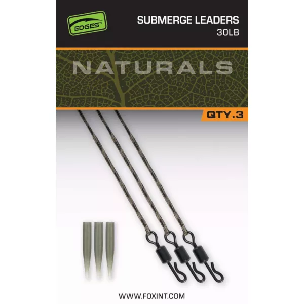 Fox Edges Naturals Submerge Leaders 30lb Bezolovnatý návazec 3ks