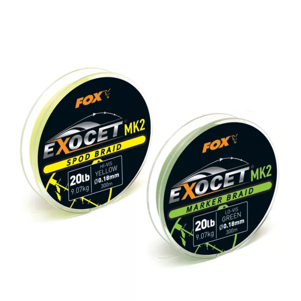 Fox Exocet® MK2 Spod & Marker Braid Marker Green Pletená šňůra 0.18mm/20lb x300m