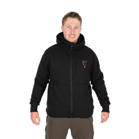 Fox Collection Black-Orange Sherpa Hoody Mikina s kapucí XL