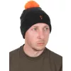 Fox Collection Bobble Hat Černo-oranžová Čepice s bambulí