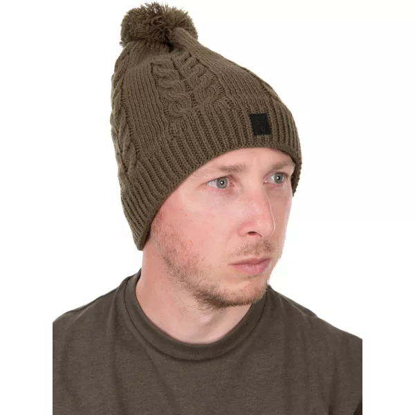 Fox Khaki Knitted Bobble čepice s bambulí