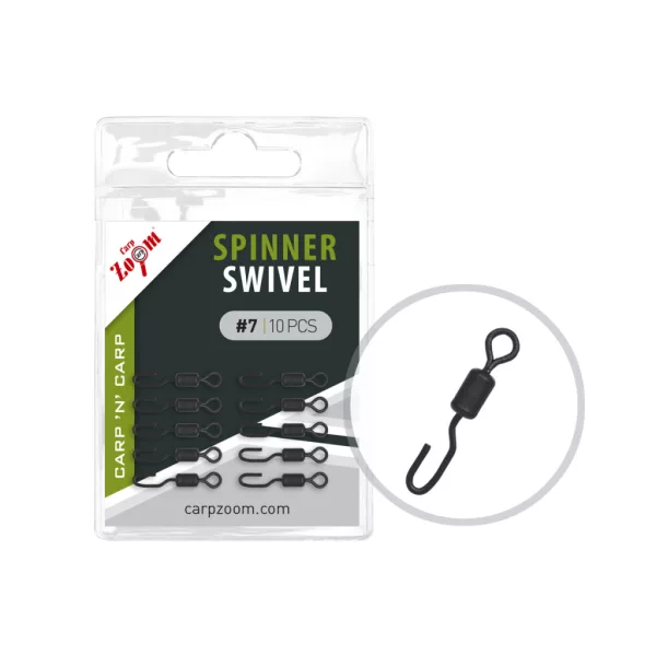 Carp Zoom Spinner Swivel Matná Černá #7 Rychlokapocs 10ks