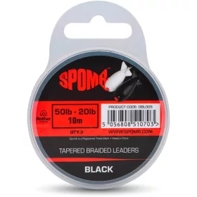   Spomb Tapered Braided Leaders Černé Pletené Zesílené 0,38mm-0,20mm Odhozový návazec 3 ks