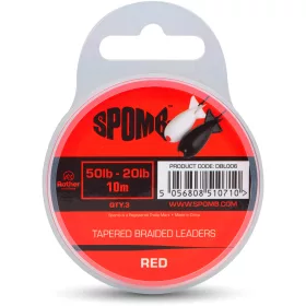   Spomb Tapered Braided Leaders Červené Pletené Zesílené 0,38mm-0,20mm Odhozový návazec 3 ks
