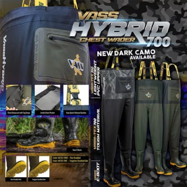 Brodicí holínky Vass-Tex Hybrid 700 Dark Camo 45
