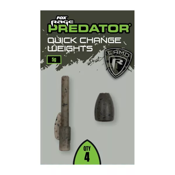 Fox Rage Predator Camo Quick Change Weights Rychlovýměnné plovoucí závaží 5gr 4ks