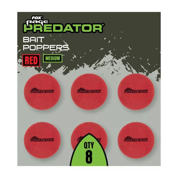 Fox Rage Predator Bait Poppers Střední Červené Plavačky na nástrahy 8ks