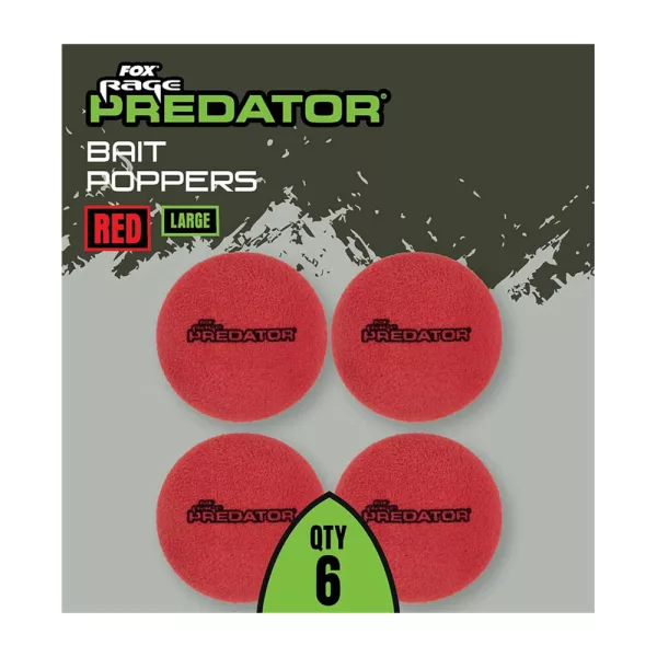Fox Rage Predator Bait Poppers Velké Červené Plavačky na nástrahy 6ks