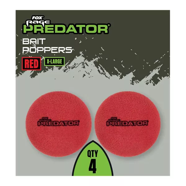 Fox Rage Predator Bait Poppers Extra Velký Červený Návnadový Zvedák 4ks