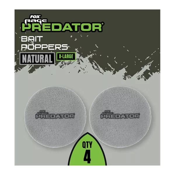 Fox Rage Predator Bait Poppers Extra Velké Přírodní Šedé Plavačky na nástrahy 4ks