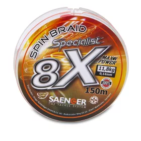   Saenger 8X Specialist Spin Braid Narancssárga 0,18mm 150m Fonott Főzsinór