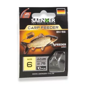   Saenger Carp Feeder 12 Lapkás, Szakállas Előkötött Horog 10db