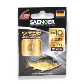   Saenger Carp Classic 8 Lapkás, Szakállas Előkötött Horog 10db