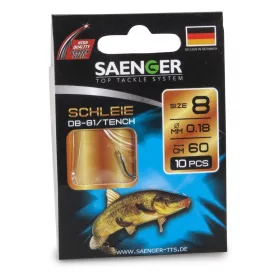 Saenger Tench 6 Lapkás, Szakállas Előkötött Horog 10db